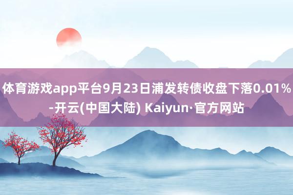 体育游戏app平台9月23日浦发转债收盘下落0.01%-开云(中国大陆) Kaiyun·官方网站